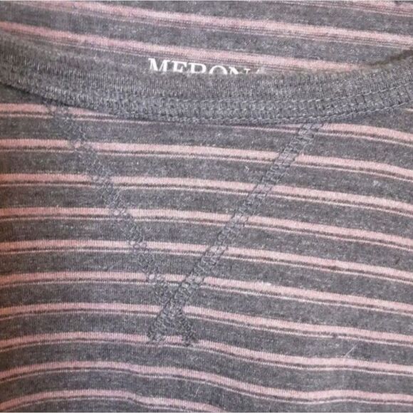 MERONA Tee Shirt Men's Oversized Pullover Skinny Stripes Long Sleeved Cr… - Picture 7 of 12